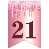 Chique Roze Glitter Verjaardag Vlaggetjes (Derde vlag)