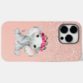 Chique roze glitter w / Schattigee olifant iPhone  Case-Mate iPhone Case (Achterkant (horizontaal))