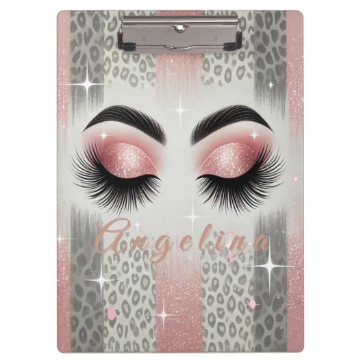 Chique Roze Glitter Wimpers  Klembord (Voorkant)