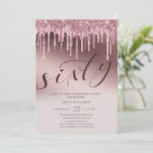 Chique roze glitter zestig verrassing 60ste verjaa kaart (Staand voorkant)