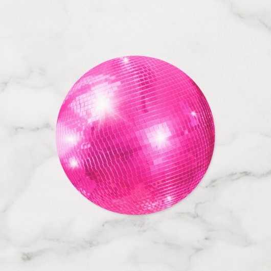 Chique Roze Glitterende Retro Disco Ballen Bruilof Confetti (Kleine voorkant)