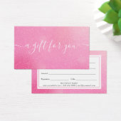 Chique roze glitters cadeaubon visitekaartje (Bureau)