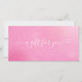 Chique roze glitters cadeaubon voor klanten (Voorkant)