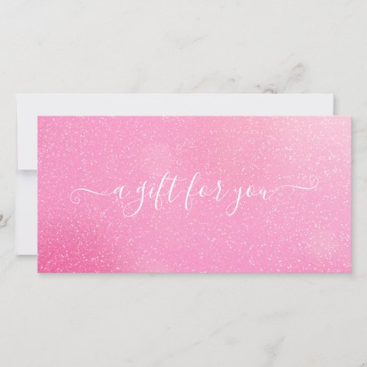 Chique roze glitters Giftcertificaat voor klanten (Voorkant)