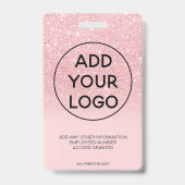 Chique roze glitters glans logo personeelsfoto pas badge (Achterkant)