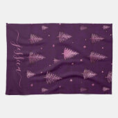 Chique roze glitterspaanse kerstbomen naam theedoek (Horizontaal)