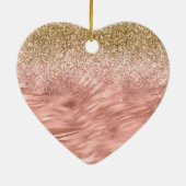Chique roze Glitz Zebra Print Keramisch Ornament (Achterkant)