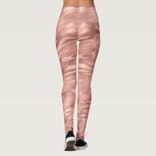 Chique roze Glitz Zebra Print Leggings (Achterkant)