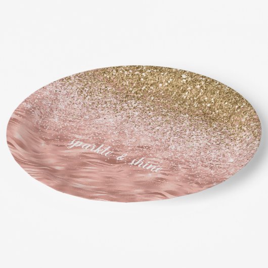 Chique roze Glitz Zebra Print Papieren Bordje (Gekanteld)