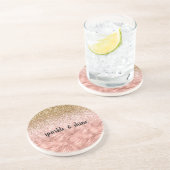 Chique roze Glitz Zebra Print Zandsteen Onderzetter (Zijkant)