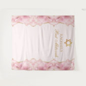 Chique roze goud agaat vleermuis mitzvah aangepast wandkleed (Voorkant (horizontaal))