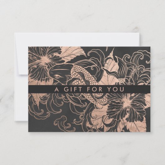 Chique Roze Goud Bloem Koi | Cadeaubon (Voorkant)