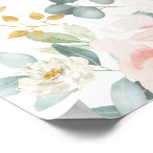 Chique Roze Goud Bloemige Baby Shower Verjaardag Poster (Hoek)