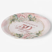 Chique Roze Goud Blush Bloemengroen 50ste Verjaard Papieren Bordje (Gekanteld)
