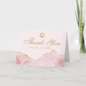 Chique roze goud gepersonaliseerde vleermuis mitsw bedankkaart (Voorkant)