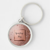 Chique Roze Goud Glitter Aangepast Logo Sleutelhanger (Voorkant)