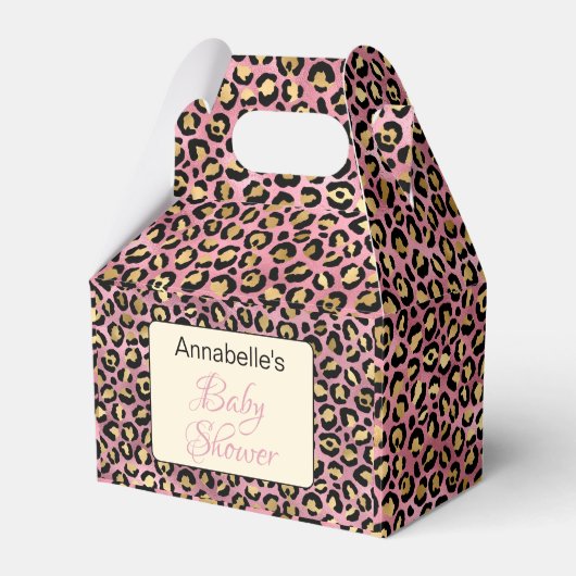 Chique roze goud luipaard patroon Baby shower Bedankdoosjes (Voorkant Zijde)