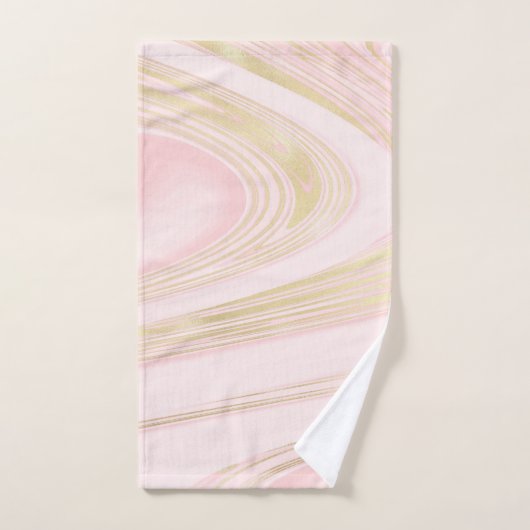 Chique roze goud marmeren wervelpatroon bad handdoek (Handdoek)