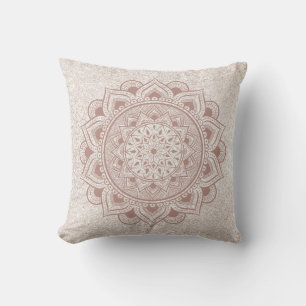 Chique Roze Goud Om Mandala Yoga Glitter Moderne Y Kussen