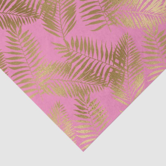 Chique roze goud tropische bladeren tissuepapier (Detail)