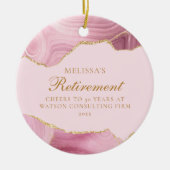 Chique roze gouden agaat aangepaste pensioen Kerst Keramisch Ornament (Voorkant)