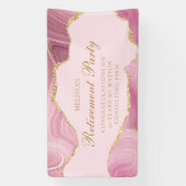 Chique roze gouden agaat aangepaste pensioenpartij spandoek (Verticaal)