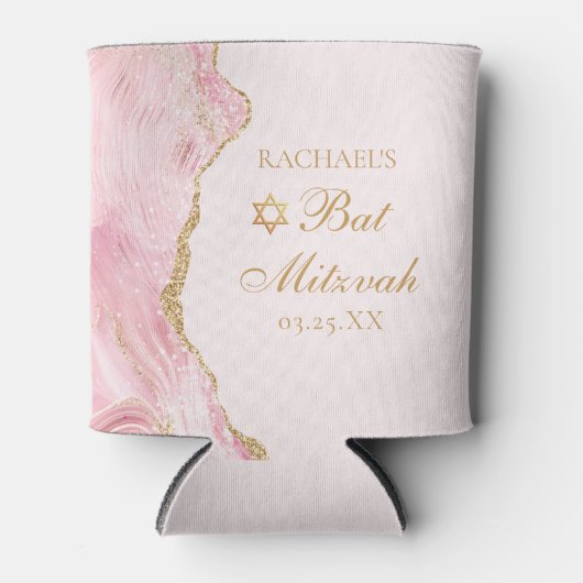 Chique roze gouden agaat aangepaste vleermuis mits blikjeskoeler (Voorkant)