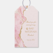 Chique roze gouden agaat vleermuis mitzvah partij cadeaulabel (Voorkant)