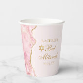 Chique roze gouden agaat vleermuis mitzvah partij  papieren bekers (Achterkant)