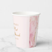 Chique roze gouden agaat vleermuis mitzvah partij  papieren bekers (Rechts)