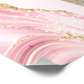 Chique roze gouden agaat vleermuis mitzvah partij  poster (Hoek)