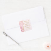 Chique roze gouden agaat vleermuis mitzvah partij  vierkante sticker (Envelop)