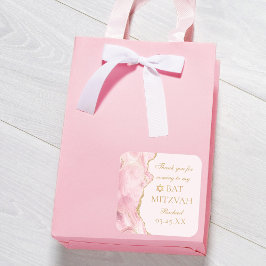 Chique roze gouden agaat vleermuis mitzvah partij  vierkante sticker