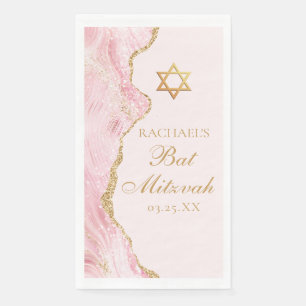 Chique Roze Gouden Bat Mitzvah Feest Persoonlijk Servet