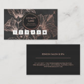Chique Roze Gouden Bloem Loyalty Card (Voorkant / Achterkant)