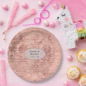 Chique roze gouden bruiloft papieren bordje (Feest)