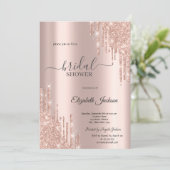 Chique Roze Gouden Bruiloftsdouche Kaart (Staand voorkant)