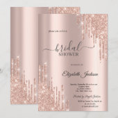Chique Roze Gouden Bruiloftsdouche Kaart (Voorkant / Achterkant)