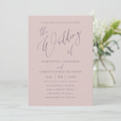Chique Roze Gouden Calligrafie de Bruiloft van Kaart (Staand voorkant)