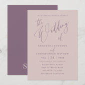 Chique Roze Gouden Calligrafie de Bruiloft van Kaart (Voorkant / Achterkant)