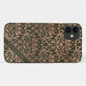 Chique Roze Gouden Damast Gepersonaliseerde Naam Case-Mate iPhone Case (Achterkant (horizontaal))