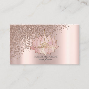 Chique Roze Gouden Diamanten Lotus Visitekaartje