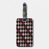 Chique roze gouden diamanten monogram bagagelabel (Achterkant verticaal)