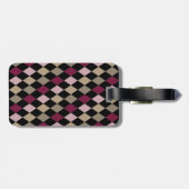 Chique roze gouden diamanten monogram bagagelabel (Achterkant horizontaal)