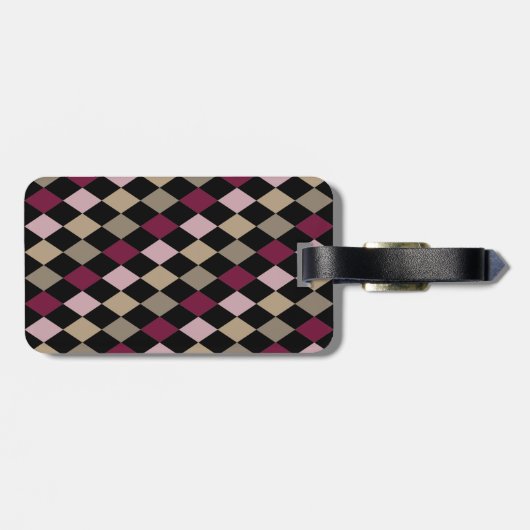 Chique roze gouden diamanten monogram bagagelabel (Achterkant horizontaal)