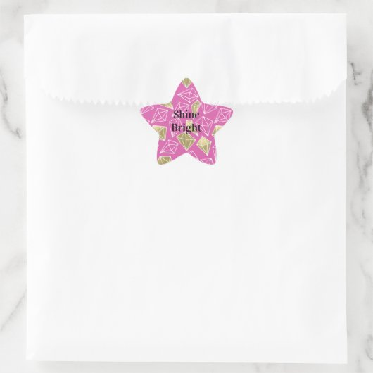 Chique roze gouden diamanten ster sticker (Tas)