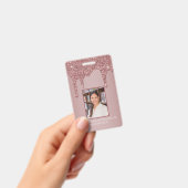 Chique Roze Gouden Drip Glitter Monogram Badge (Handheld)