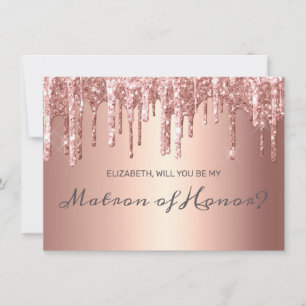 Chique Roze Gouden Druppelende Glitters Bruidsmeis Kaart