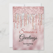 Chique roze gouden druppels Kerst nieuwjaar felici Kaart (Voorkant)