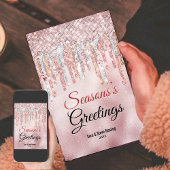 Chique roze gouden druppels Kerst nieuwjaar felici Kaart